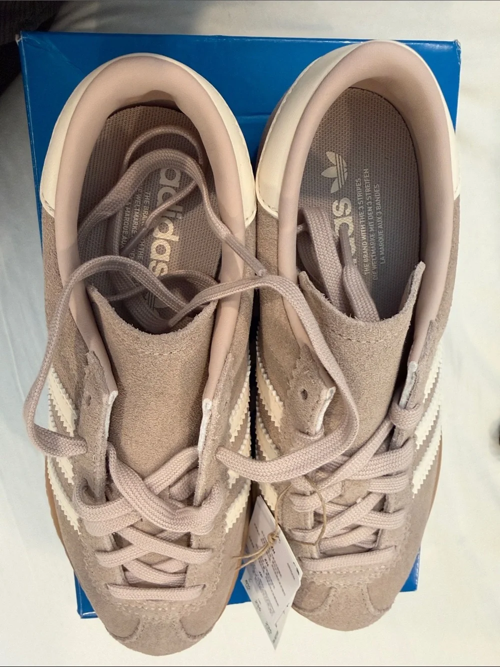 adidas Women's Beige and White Suede Sneakers - Picture 4 of 6
